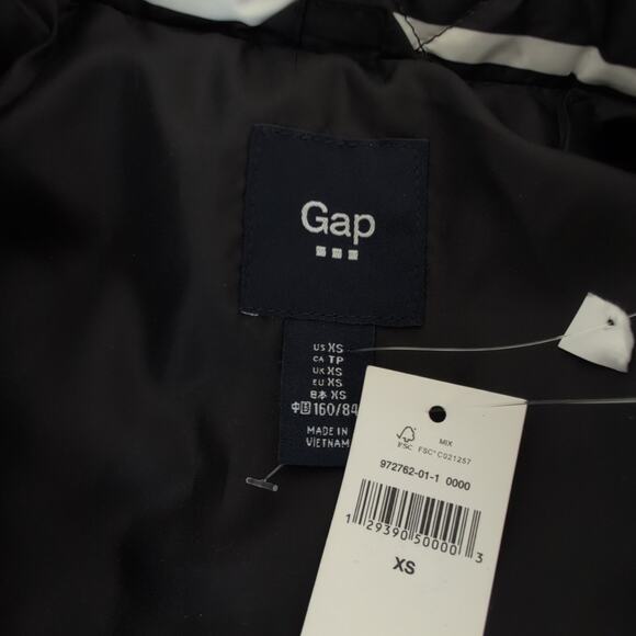 GAP Puffer Striped Vest Jacket - Black and White - Women's XS - NWT - Picture 4 of 5